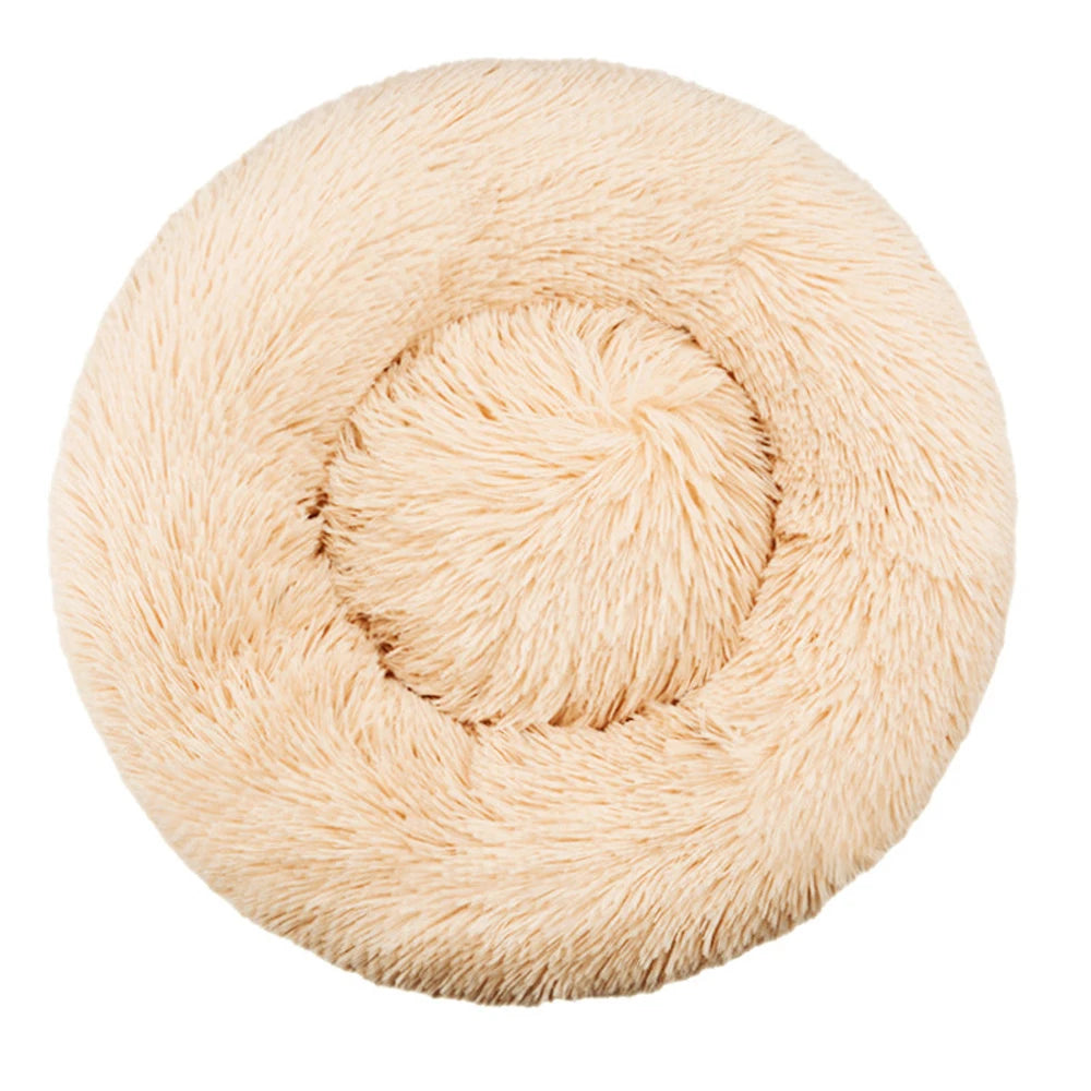 Round Plush Pet Bed — Soft Winter Sleeping Bed for Dogs & Cats, 6 Sizes