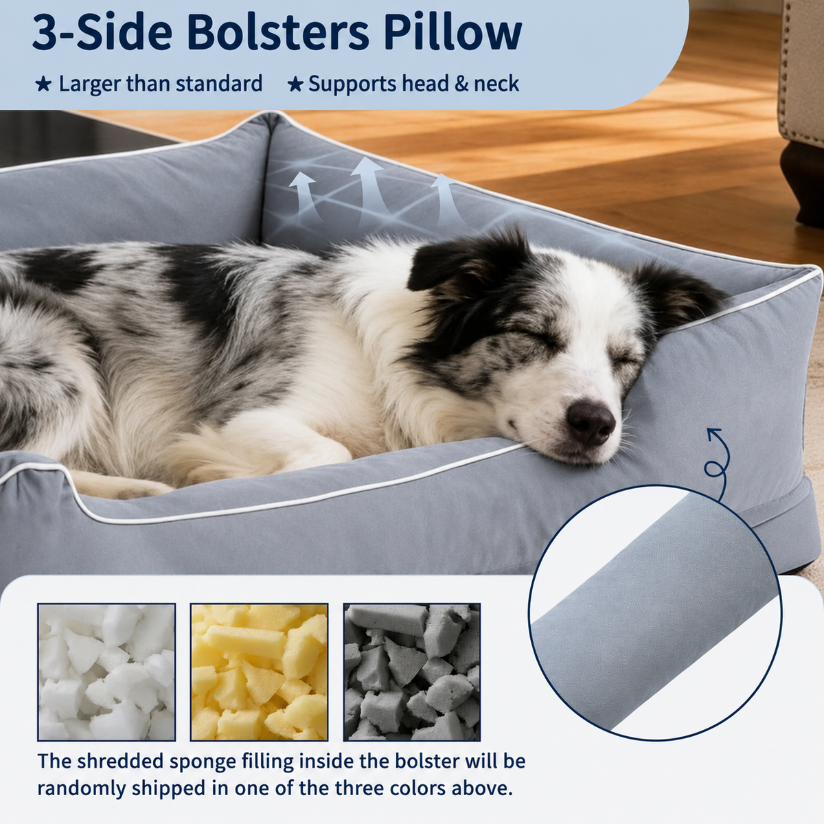 Orthopedic Dog Sofa Bed with Bolsters and  Removable Washable Cover