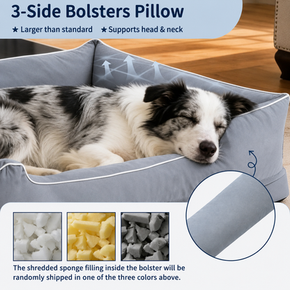 Orthopedic Dog Sofa Bed with Bolsters and  Removable Washable Cover