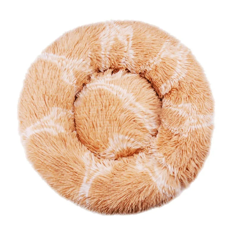 Round Plush Pet Bed — Soft Winter Sleeping Bed for Dogs & Cats, 6 Sizes