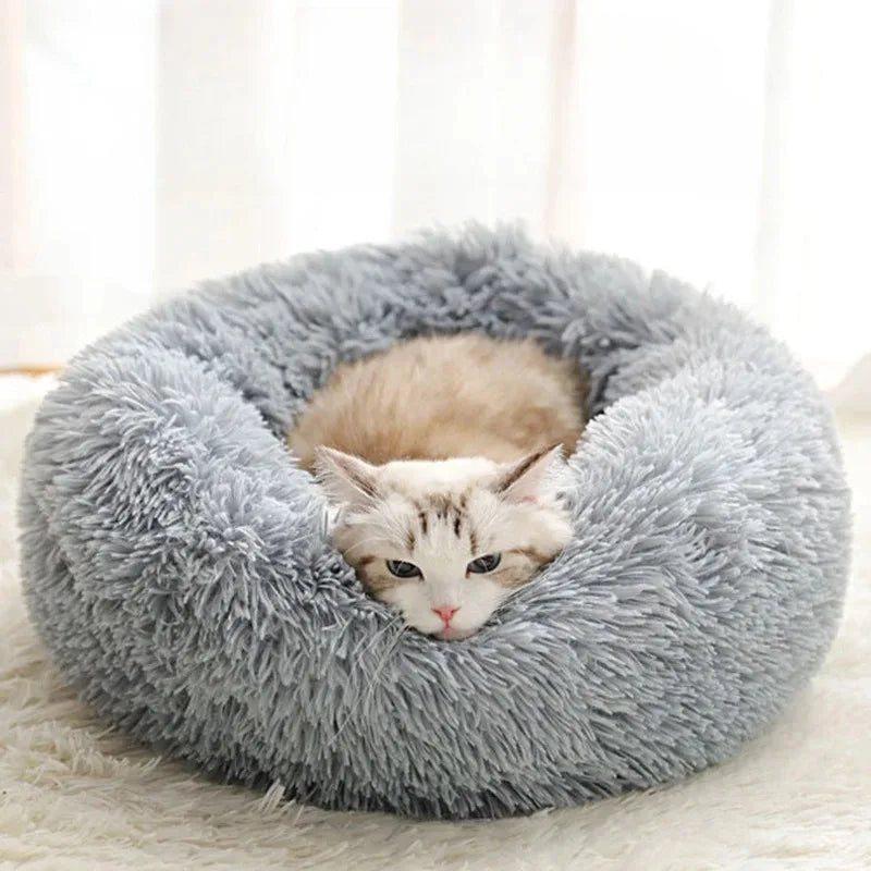 Soft Faux Fur Plush Donut Pet Bed
