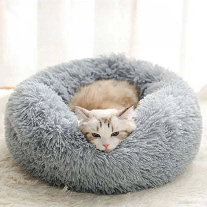 Soft Faux Fur Plush Donut Pet Bed