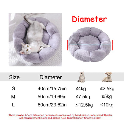 Round Plush Warm Basket Pet Bed