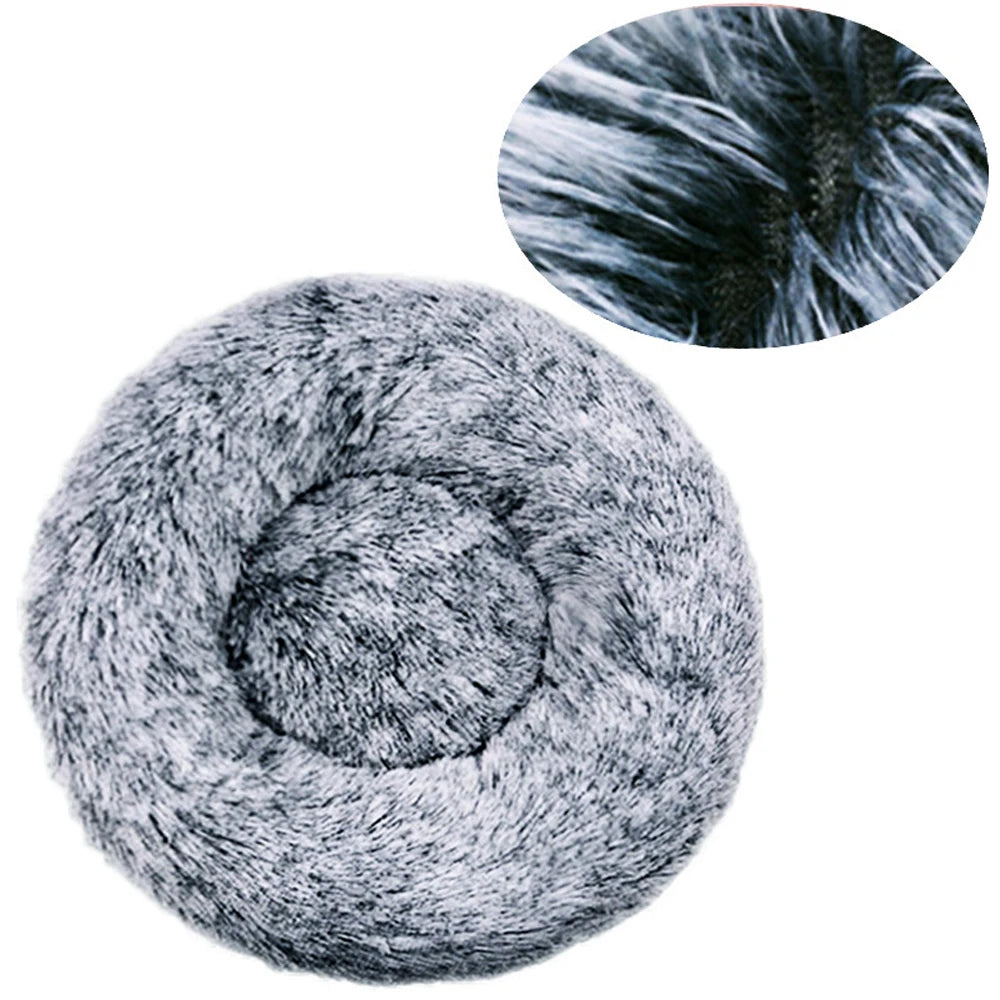 Round Plush Warm Basket Pet Bed