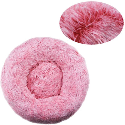 Round Plush Pet Bed — Soft Winter Sleeping Bed for Dogs & Cats, 6 Sizes