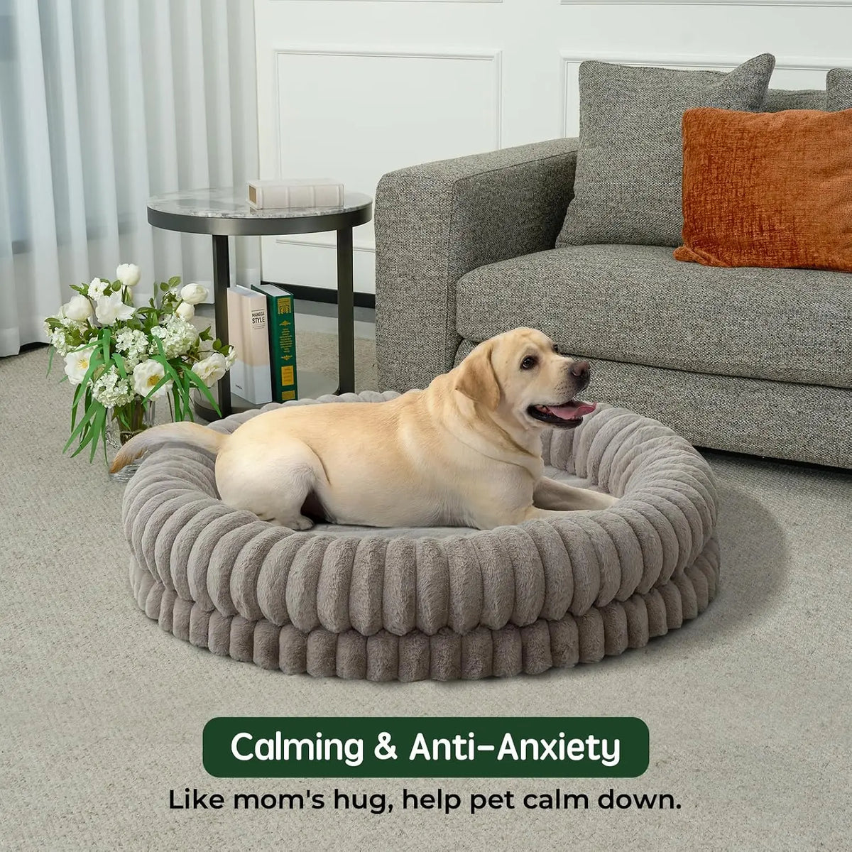 Luxury Orthopedic Donut Dog Bed  43" for Large Dogs