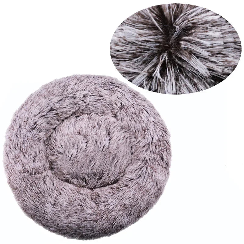 Round Plush Pet Bed — Soft Winter Sleeping Bed for Dogs & Cats, 6 Sizes