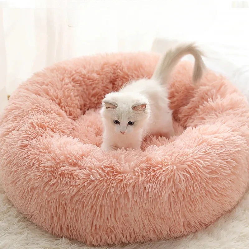 Soft Faux Fur Plush Donut Pet Bed