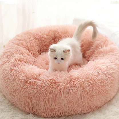 Soft Faux Fur Plush Donut Pet Bed