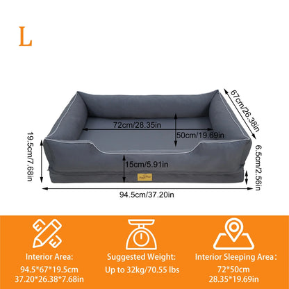 Orthopedic Dog Sofa Bed with Bolsters and  Removable Washable Cover