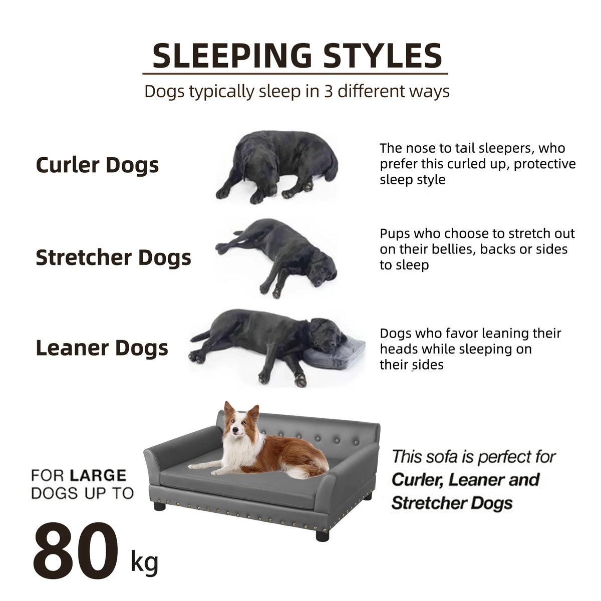 Elevated Dog Sofa Lounge  Microfiber Leather Cover with Removable Cushion