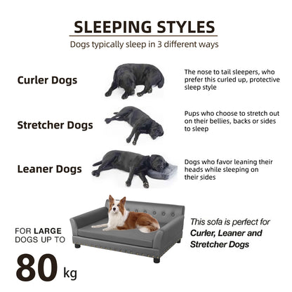 Elevated Dog Sofa Lounge  Microfiber Leather Cover with Removable Cushion
