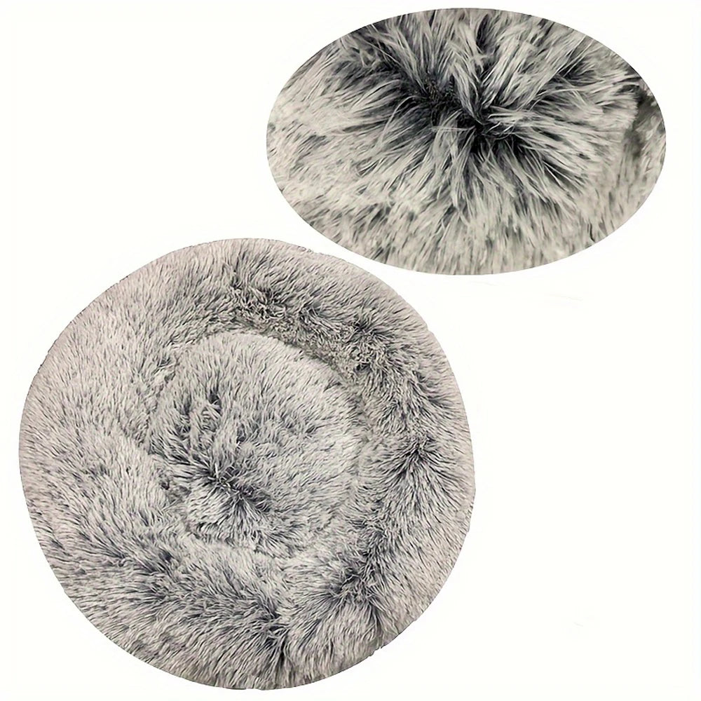 Round Plush Warm Basket Pet Bed