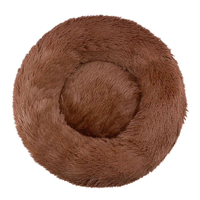 Round Plush Pet Bed — Soft Winter Sleeping Bed for Dogs & Cats, 6 Sizes