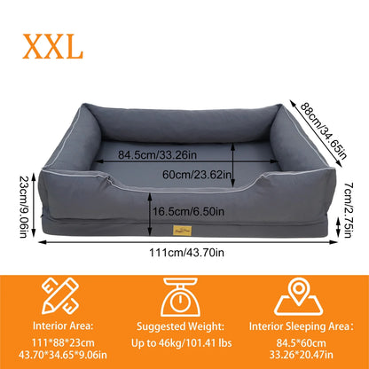 Orthopedic Dog Sofa Bed with Bolsters and  Removable Washable Cover