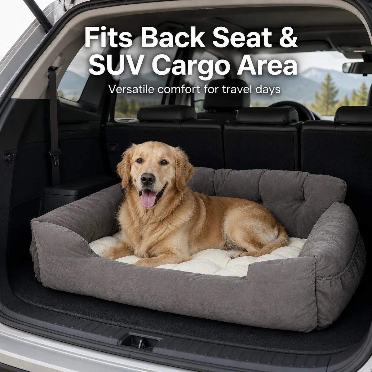Portable Pet Car Booster Seat with Safety Leash & Storage Pockets