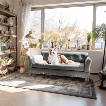 Elevated Dog Sofa Lounge  Microfiber Leather Cover with Removable Cushion