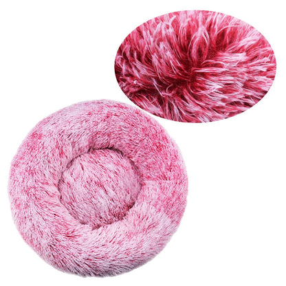 Round Plush Warm Basket Pet Bed