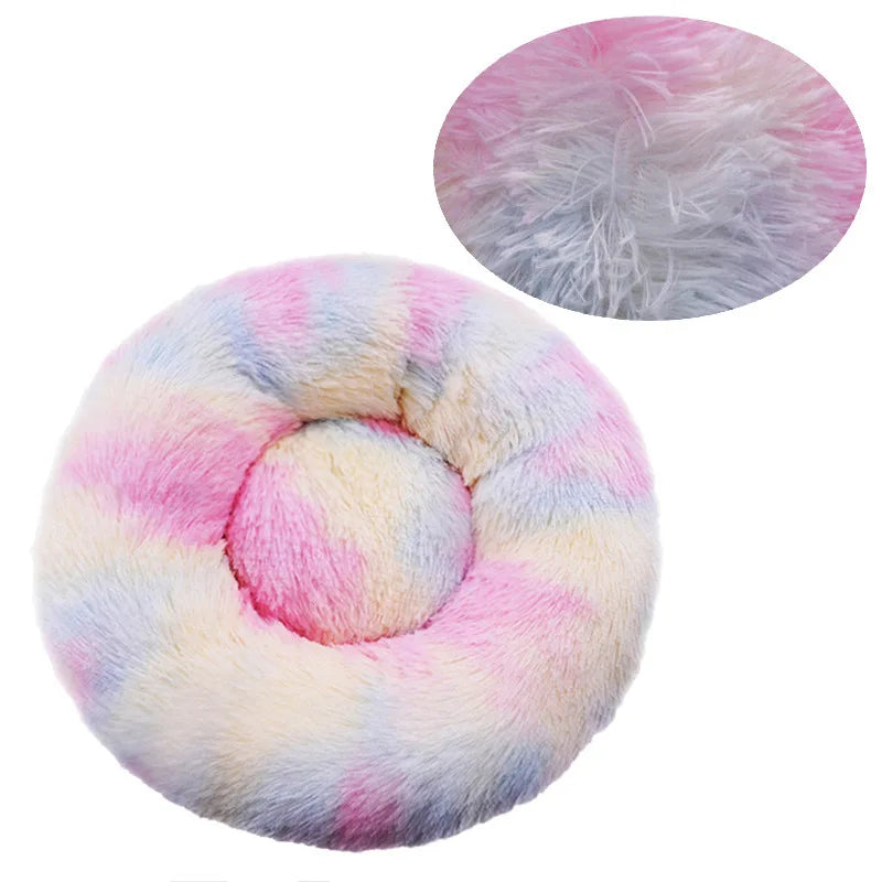 Round Plush Warm Basket Pet Bed