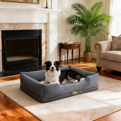 Orthopedic Dog Sofa Bed with Bolsters and  Removable Washable Cover