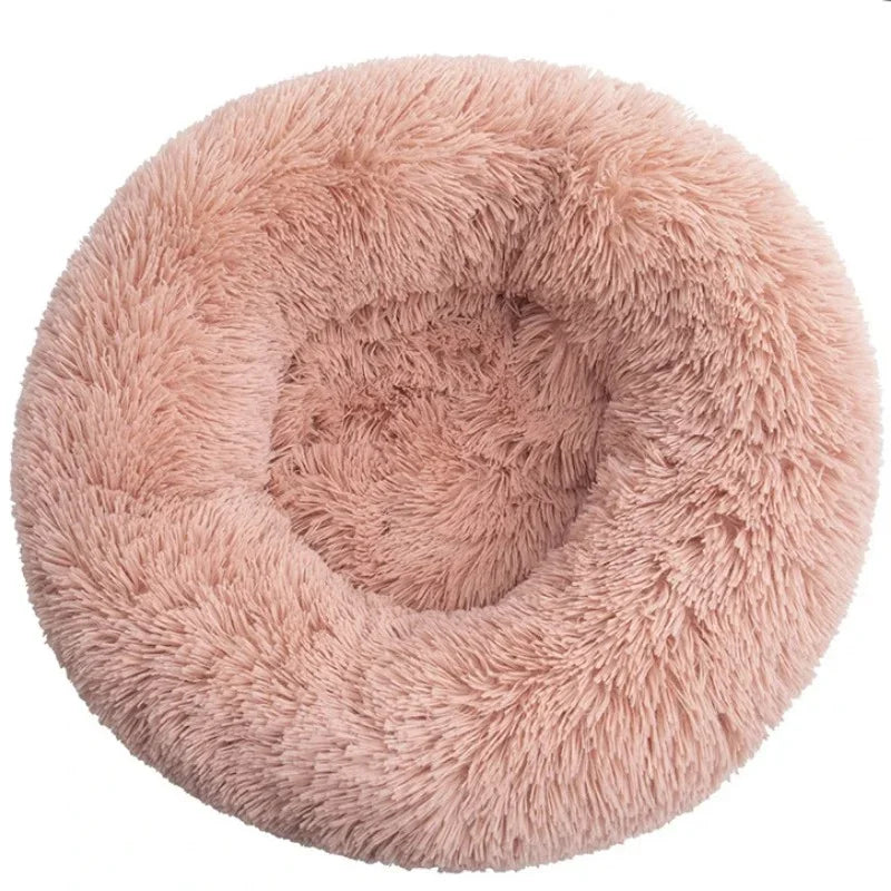 Round Plush Pet Bed — Soft Winter Sleeping Bed for Dogs & Cats, 6 Sizes