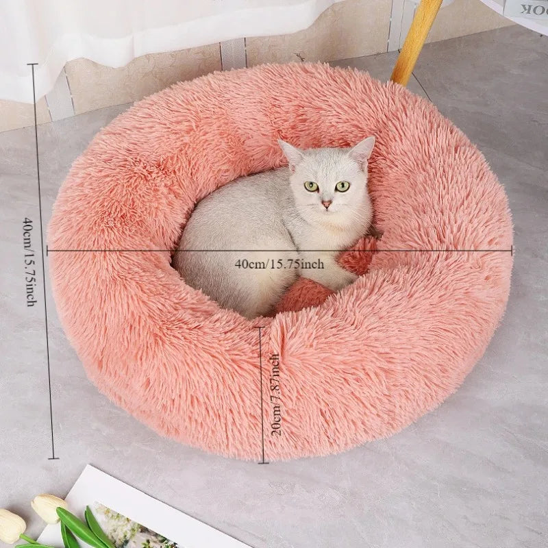 Soft Faux Fur Plush Donut Pet Bed