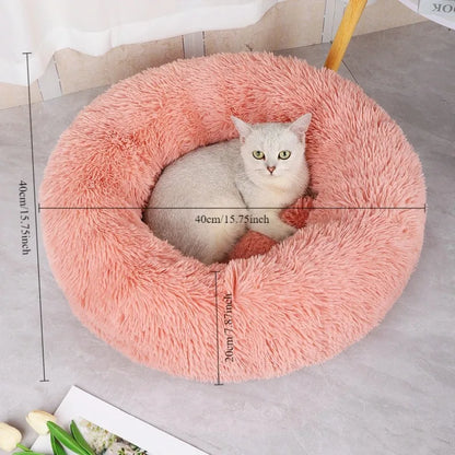 Soft Faux Fur Plush Donut Pet Bed