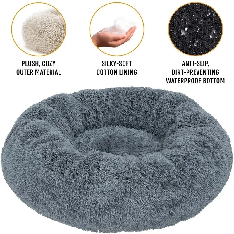 Round Plush Warm Basket Pet Bed