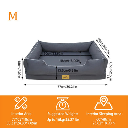 Orthopedic Dog Sofa Bed with Bolsters and  Removable Washable Cover