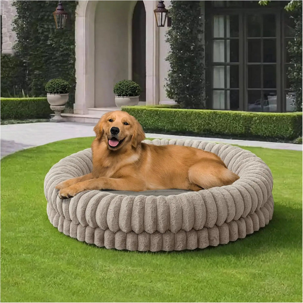 Luxury Orthopedic Donut Dog Bed  43" for Large Dogs