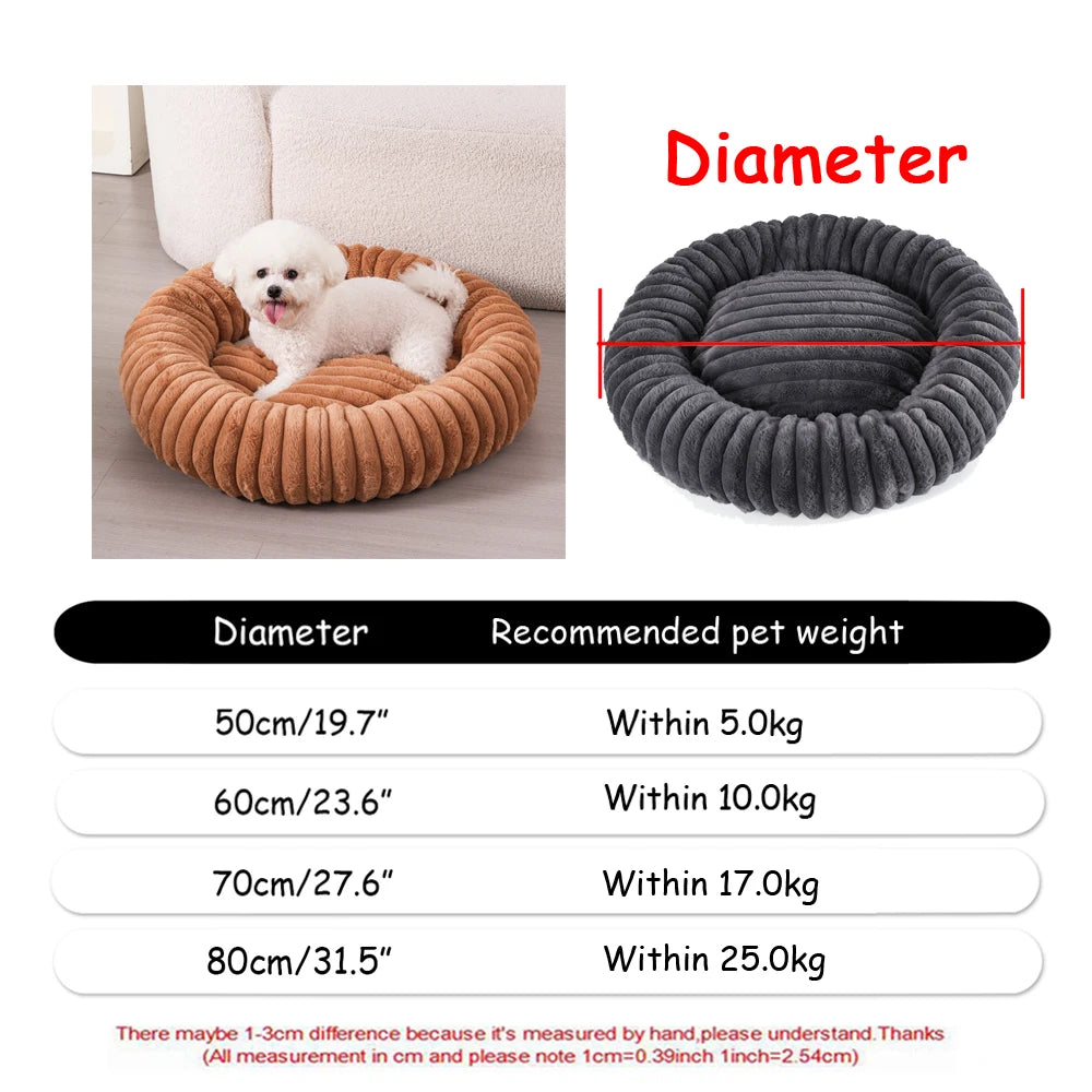 Round Plush Warm Basket Pet Bed