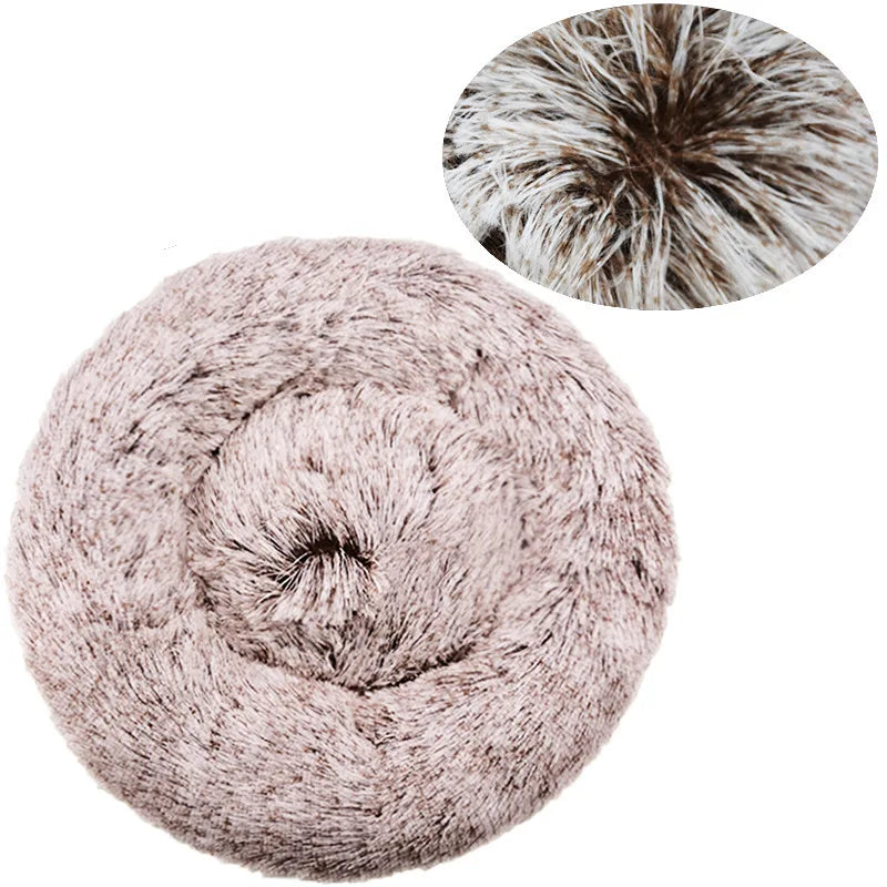 Round Plush Pet Bed — Soft Winter Sleeping Bed for Dogs & Cats, 6 Sizes