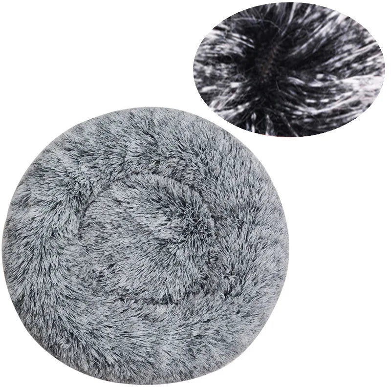 Round Plush Warm Basket Pet Bed