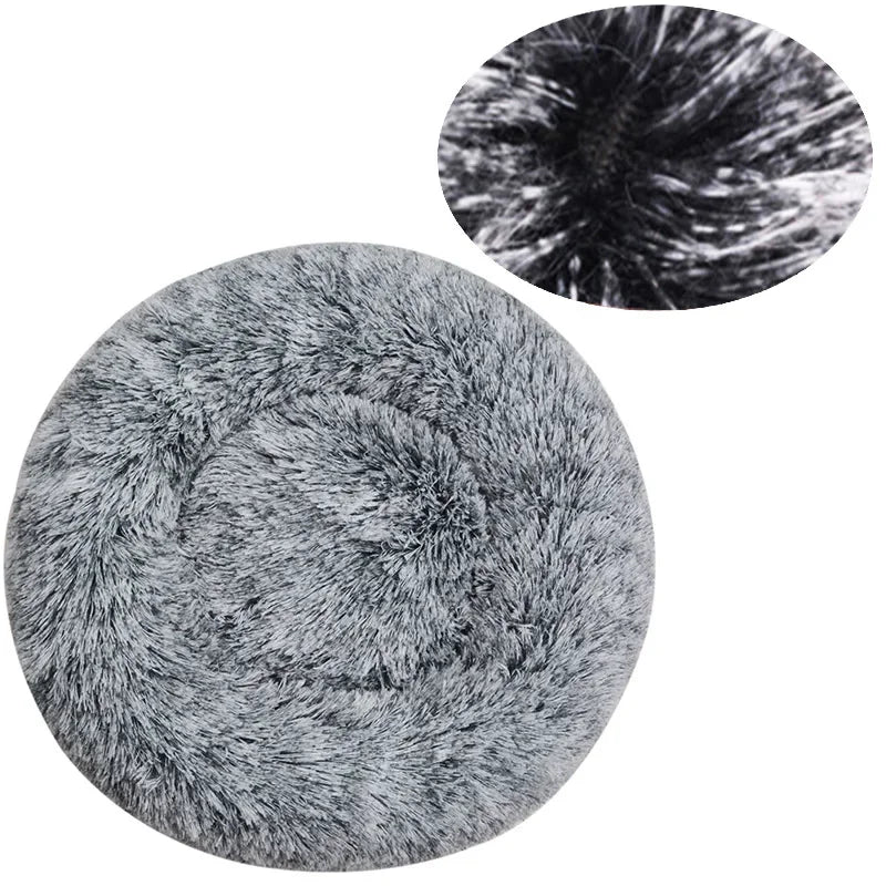 Round Plush Pet Bed — Soft Winter Sleeping Bed for Dogs & Cats, 6 Sizes