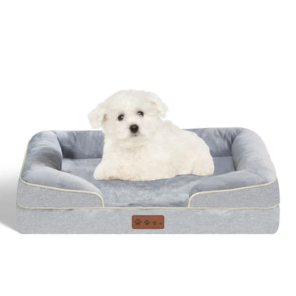 Orthopedic Memory Foam Dog Bed with Bolsters Washable Cover