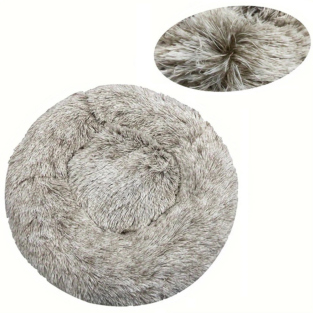 Round Plush Warm Basket Pet Bed