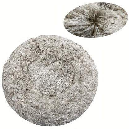Round Plush Warm Basket Pet Bed