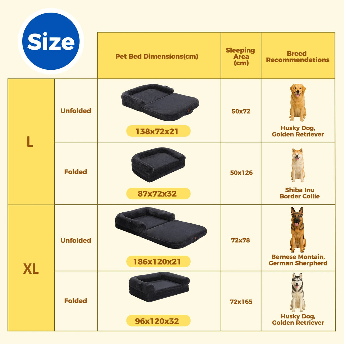 Foldable Dog Bed for Adult and Kids