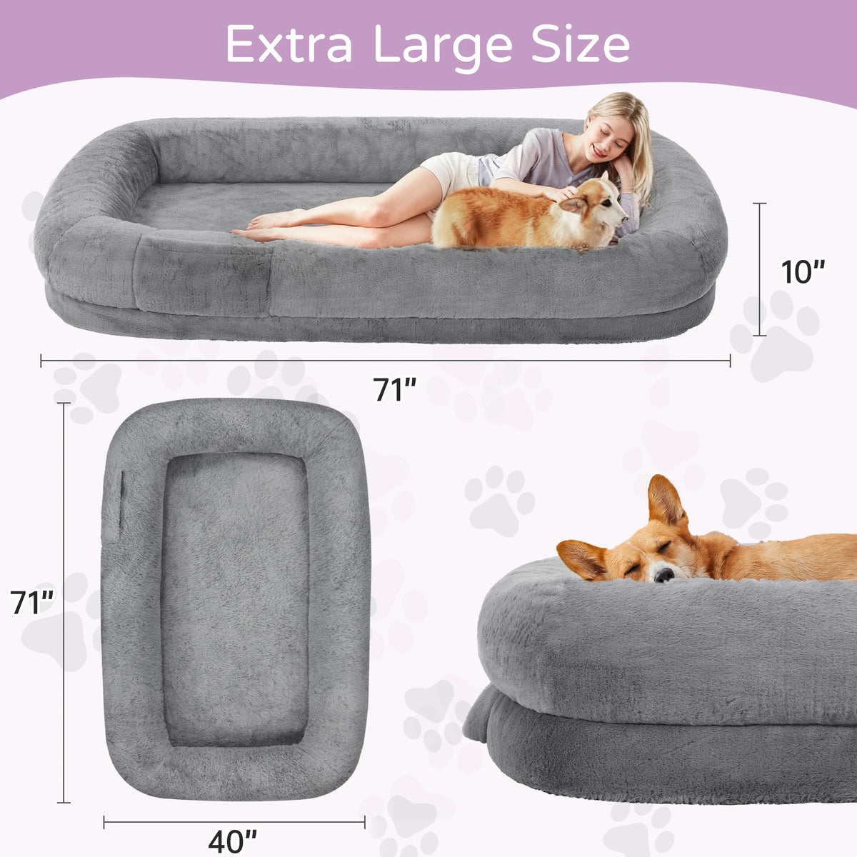 Human Size Orthopedic Dog Bed Removable Cover