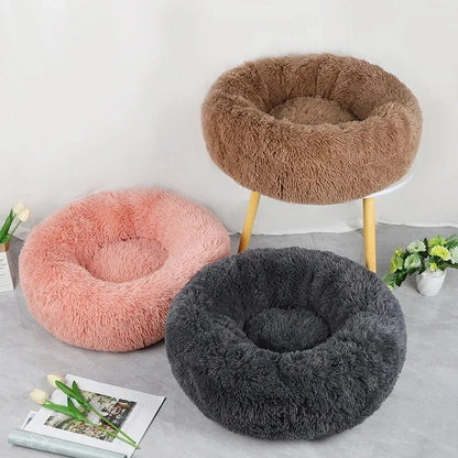 Soft Faux Fur Plush Donut Pet Bed