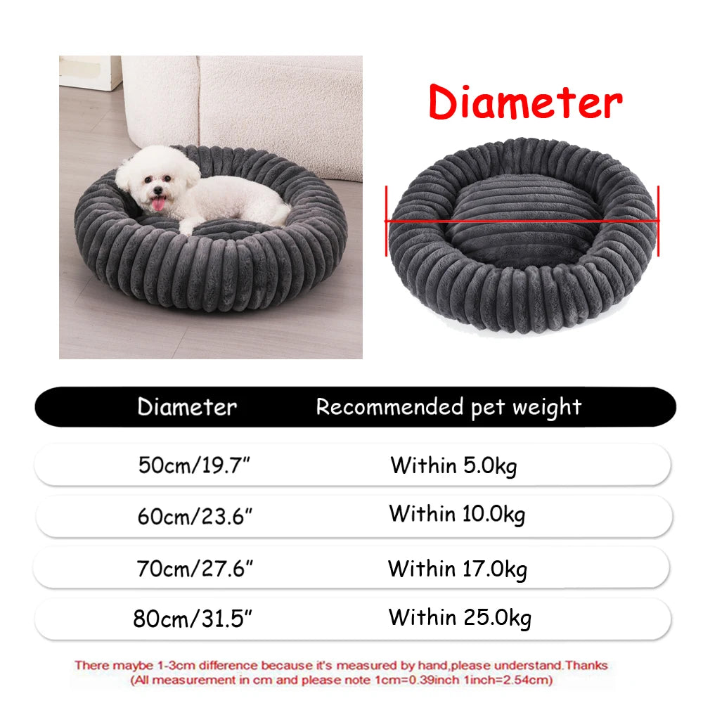 Round Plush Warm Basket Pet Bed