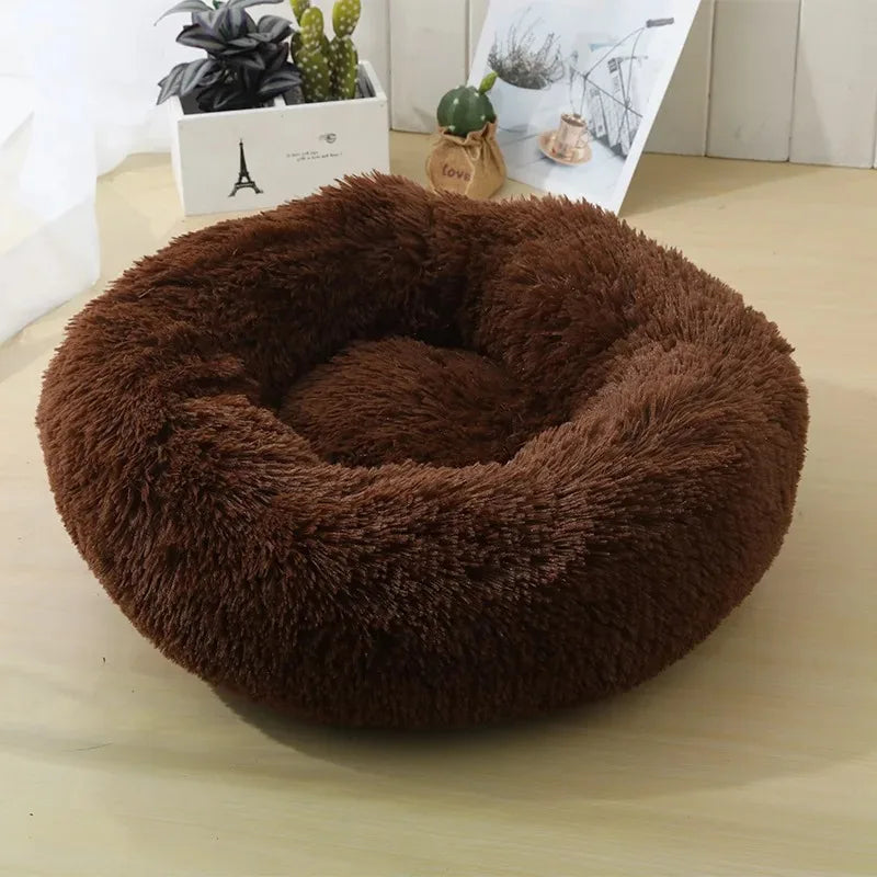 Soft Faux Fur Plush Donut Pet Bed