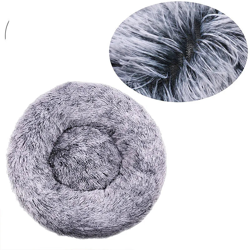 Round Plush Pet Bed — Soft Winter Sleeping Bed for Dogs & Cats, 6 Sizes