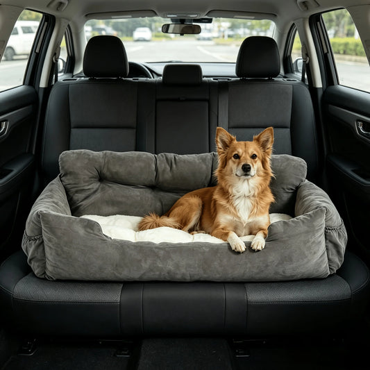 Portable Pet Car Booster Seat with Safety Leash & Storage Pockets