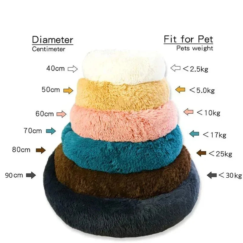 Round Plush Warm Basket Pet Bed