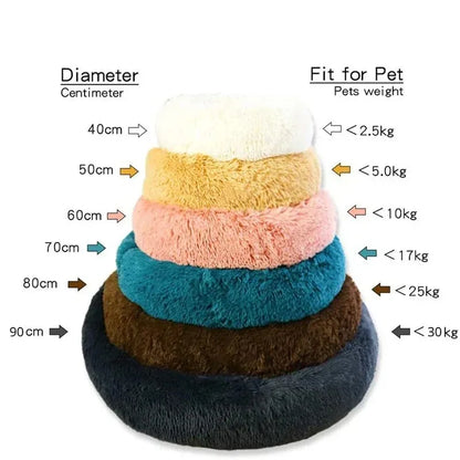 Round Plush Warm Basket Pet Bed