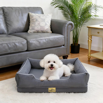 Orthopedic Dog Sofa Bed with Bolsters and  Removable Washable Cover
