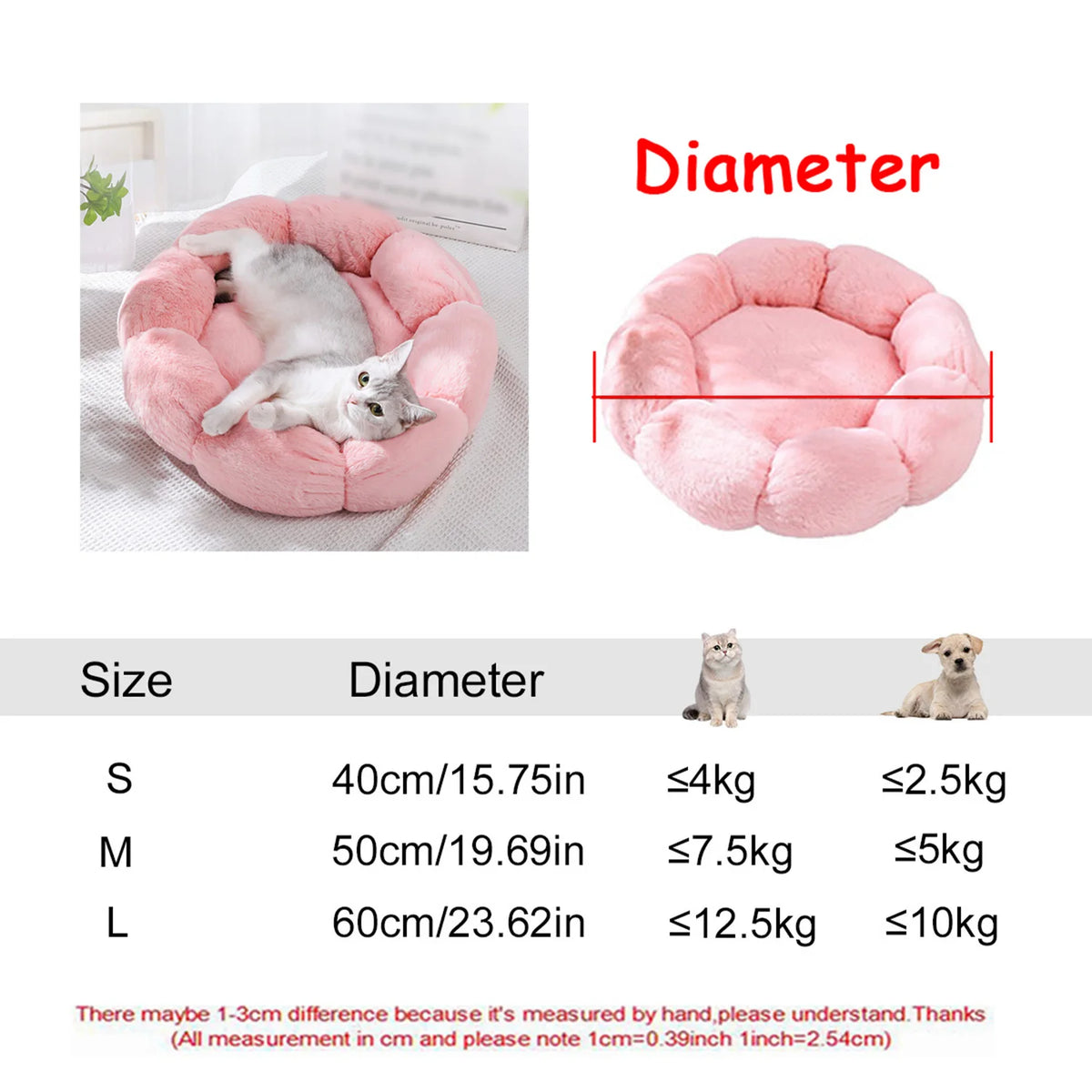 Round Plush Warm Basket Pet Bed