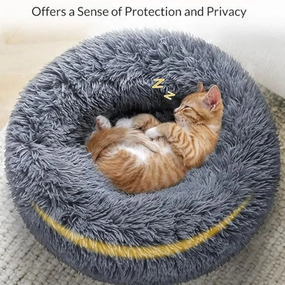 Round Plush Pet Bed — Soft Winter Sleeping Bed for Dogs & Cats, 6 Sizes