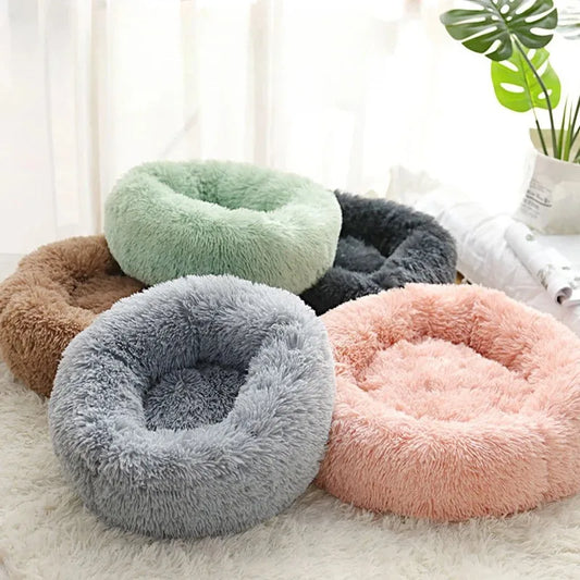 Soft Faux Fur Plush Donut Pet Bed